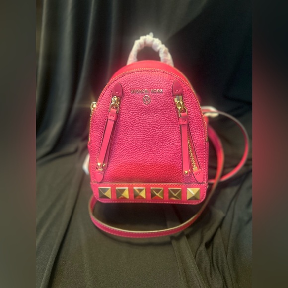 Brooklyn Extra-Small Pebbled Leather Backpack- Hot pink - Picture 11 of 11